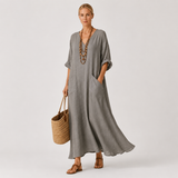 Kaftan Valentina Grå Ensfarvet