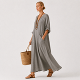 Kaftan Valentina Grå Ensfarvet