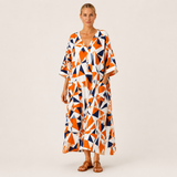 Kaftan Layla Orange Geometrisk