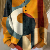 Lærke™ - Vaffelpullover med geometrisk mønster