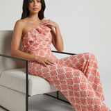 Jimena | Lang jumpsuit med geometrisk forårsmønster
